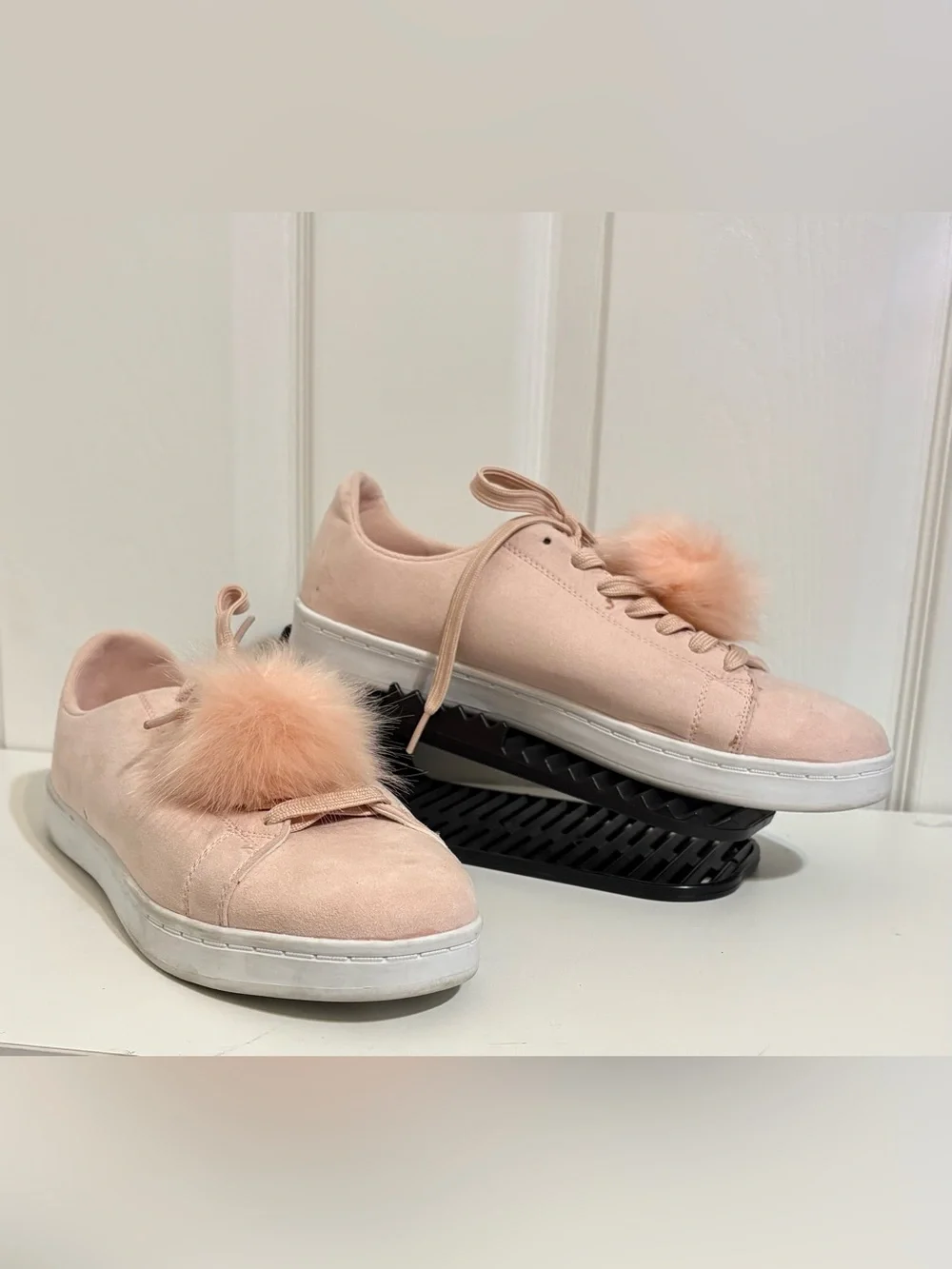 Madden Girl “Fluffy” Pink Pom Pom Sneakers